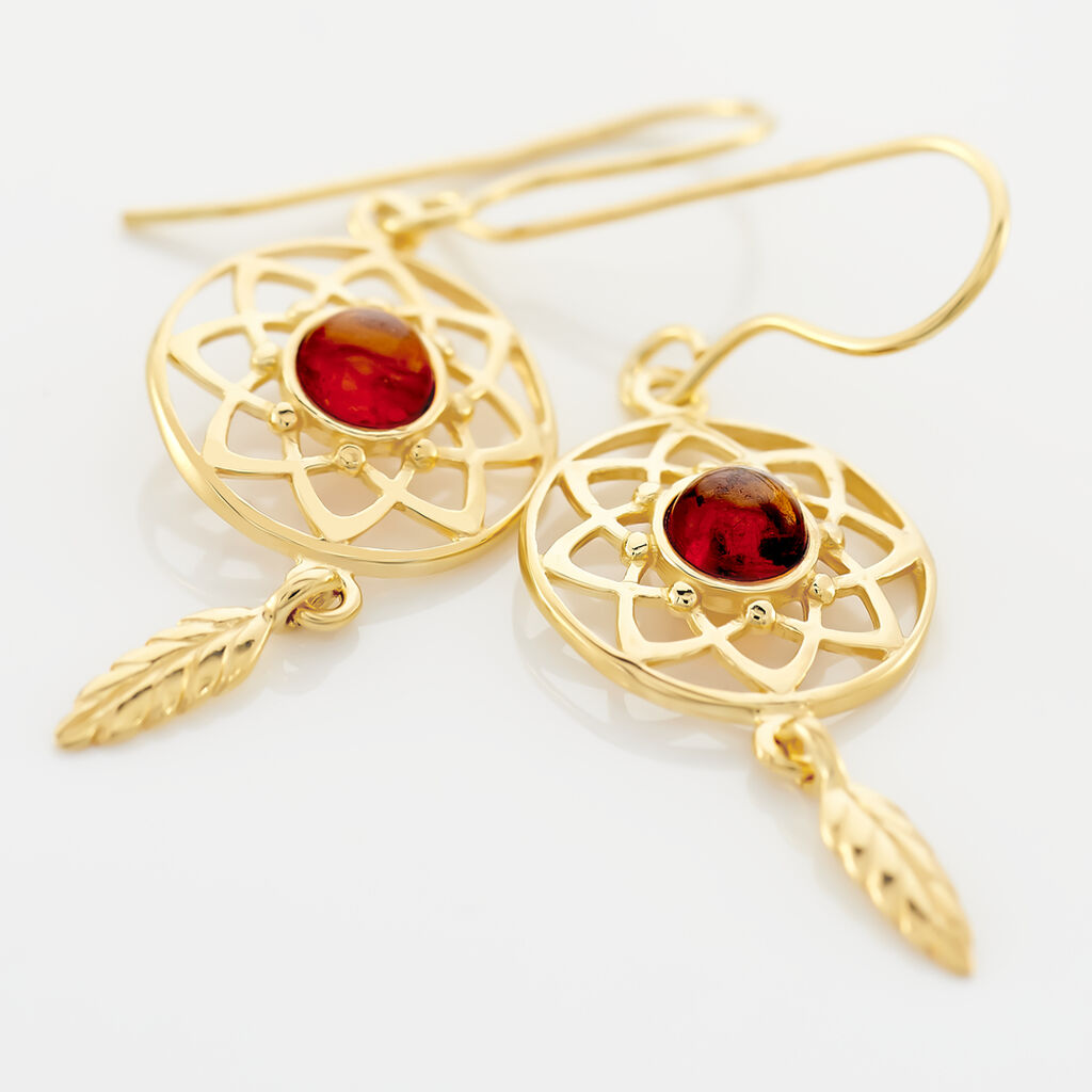 Boucles D'oreilles Pendantes Lona Argent Jaune Ambre