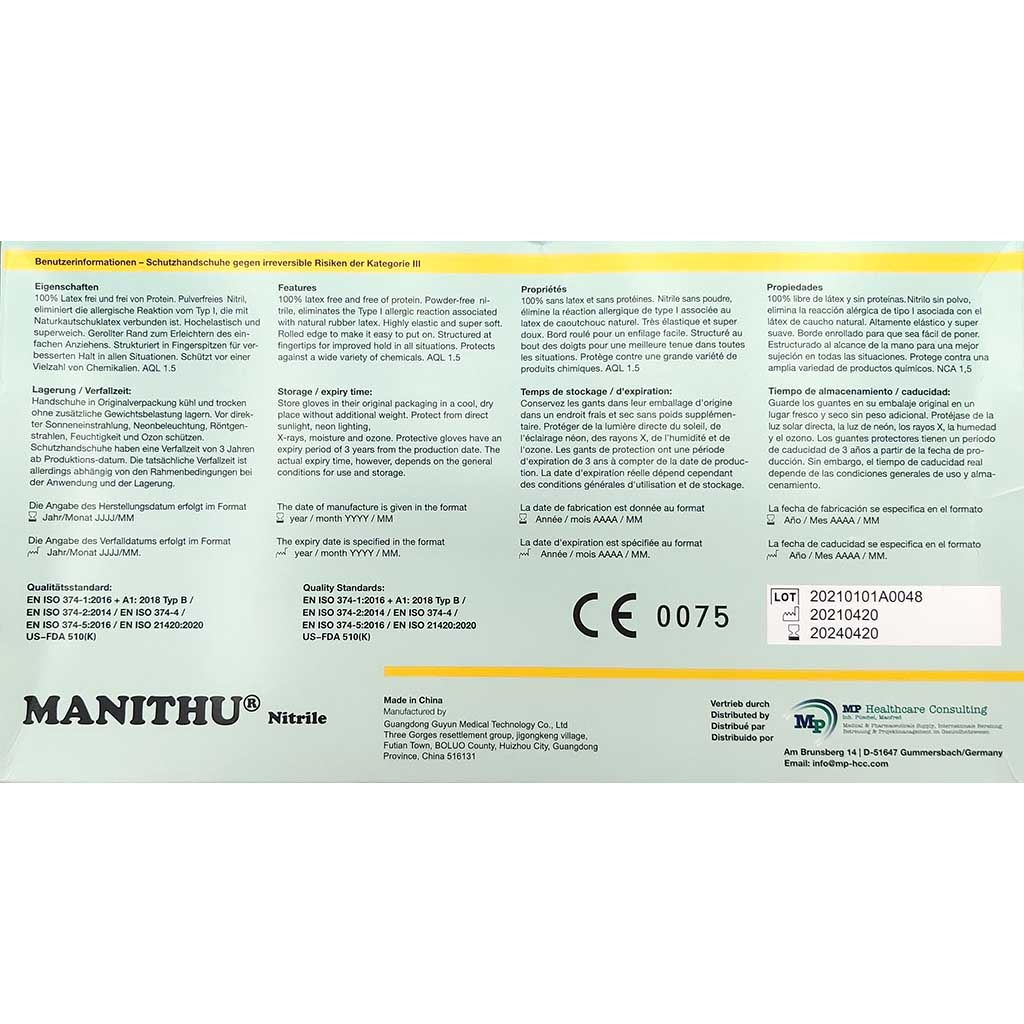 Gummihandschuhe Manithu Nitril-Puderfrei 100 Stück XL