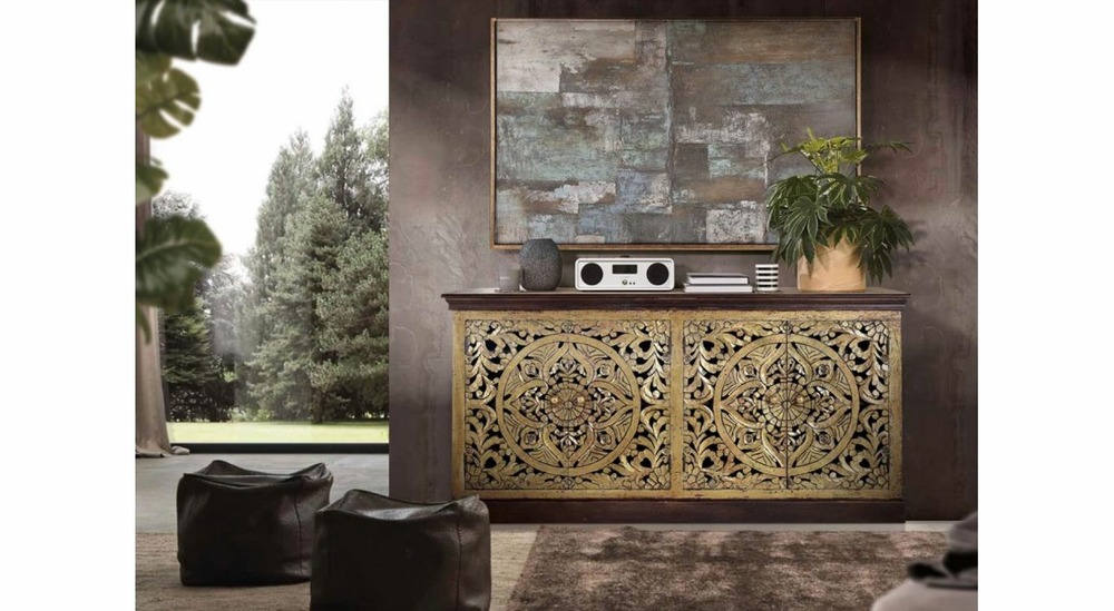Bahut bois marron 180x40x90cm