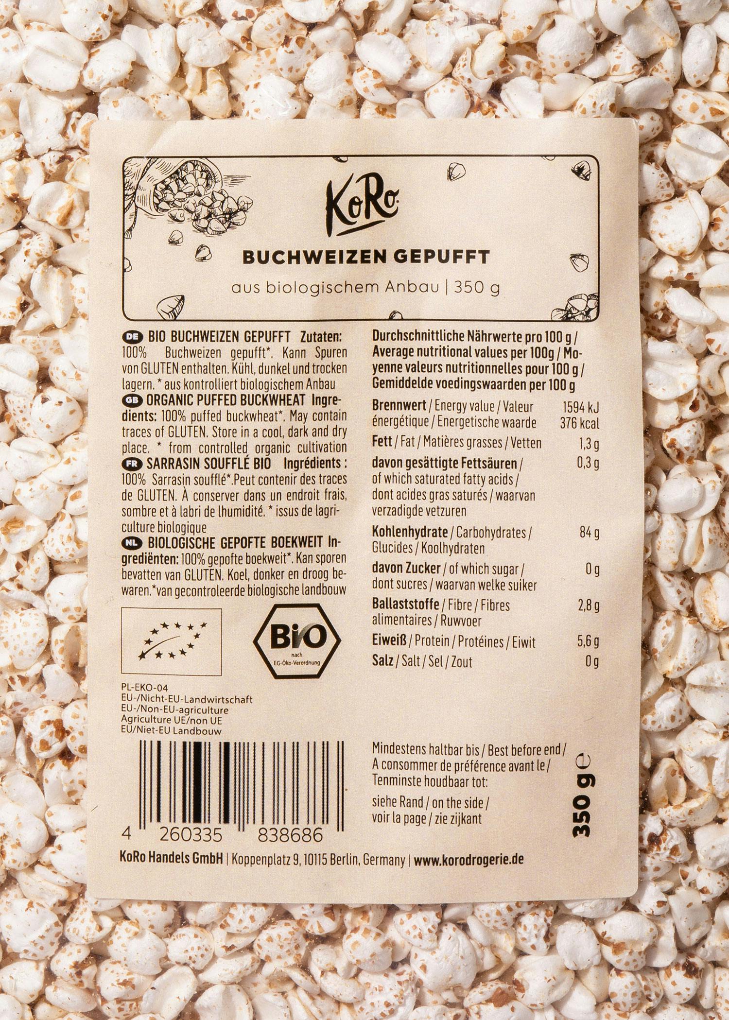 Gepuffter Bio Buchweizen 350 g