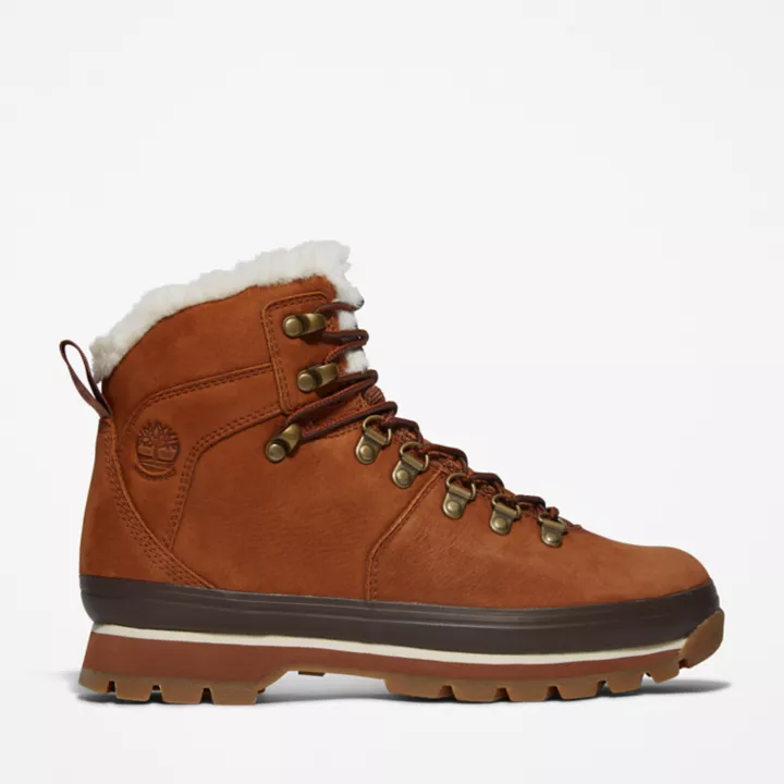 Bota Euro Hiker impermeável com forro de pele para mulheres, na cor amarela.