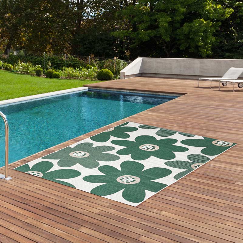 Tapis rectangulaire tissé décor fleur 'Palma'