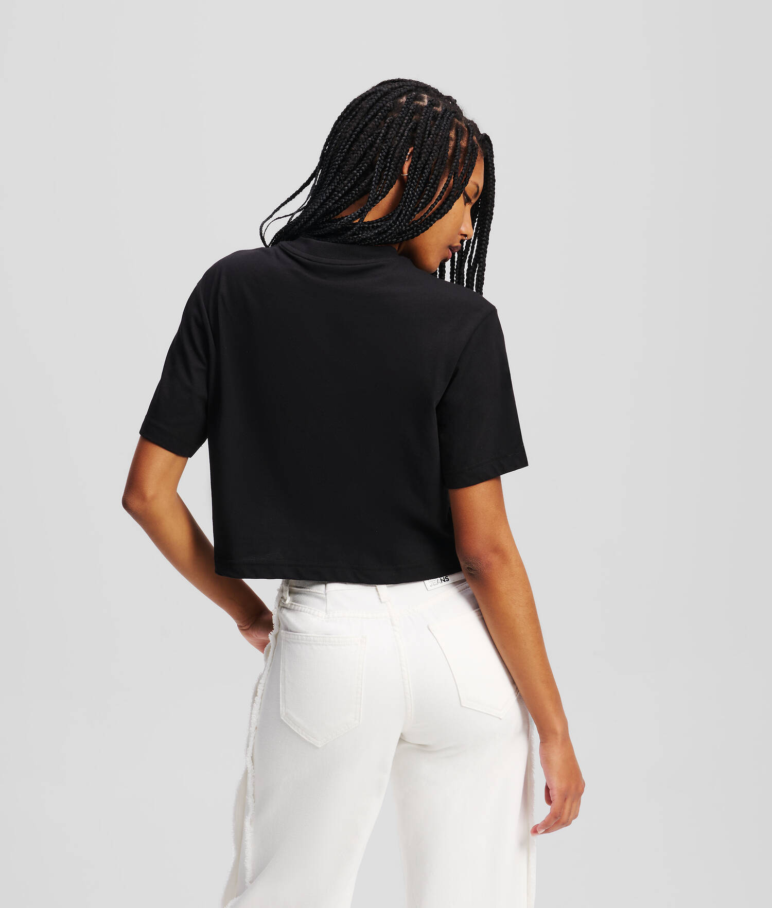 T-SHIRT CROPPED KLJ MONOGRAM - Noir