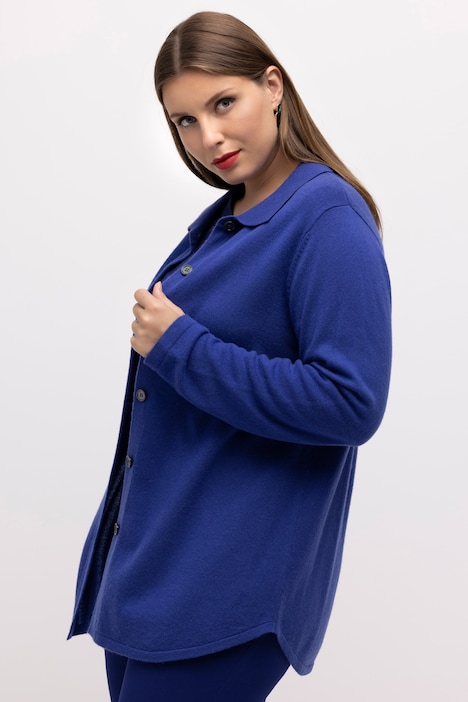 Pullover, edle Wollmischung, Hemdkragen, Langarm