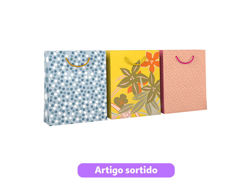 SACO PARA PRESENTE AUCHAN TAMANHO M VERTICAL MODELOS SORTIDOS