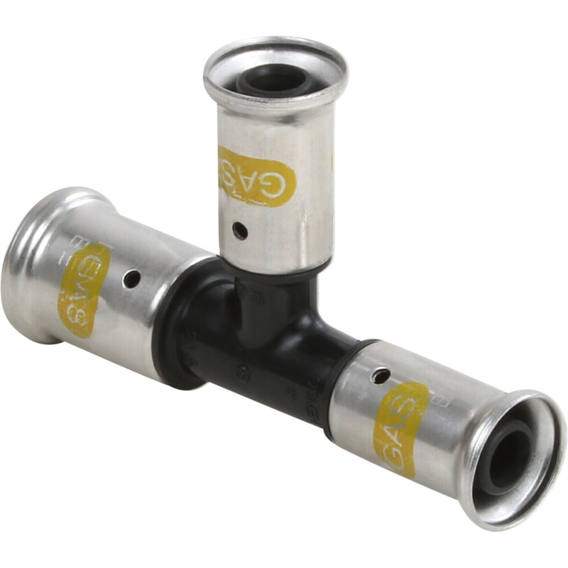 Henco gas pers T-stuk verloop 16x20x16mm