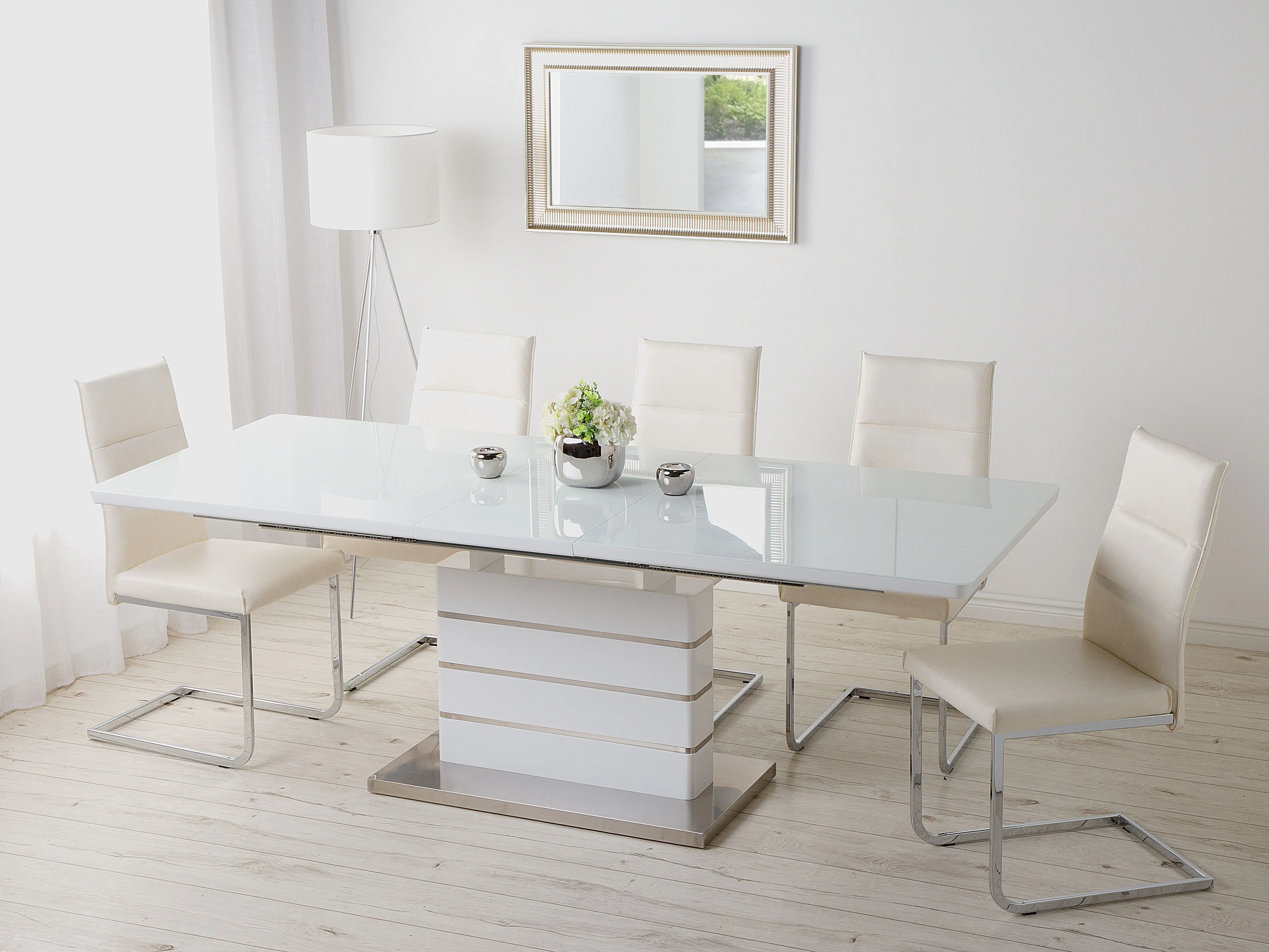 Eettafel uitschuifbaar HAMLER Wit 90 cm 180/220 cm