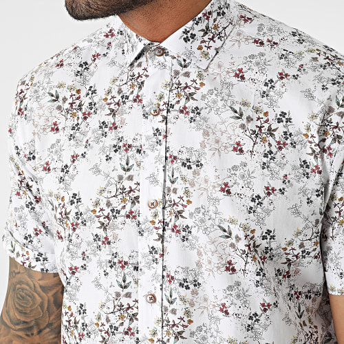 Chemise Manches Courtes Blanc Floral