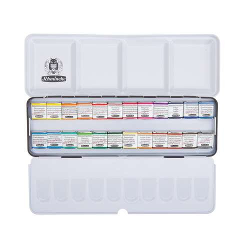 SCHMINCKE HORADAM® Feinste Künstler Aquarellfarben, Metallkasten mit halben Näpfchen