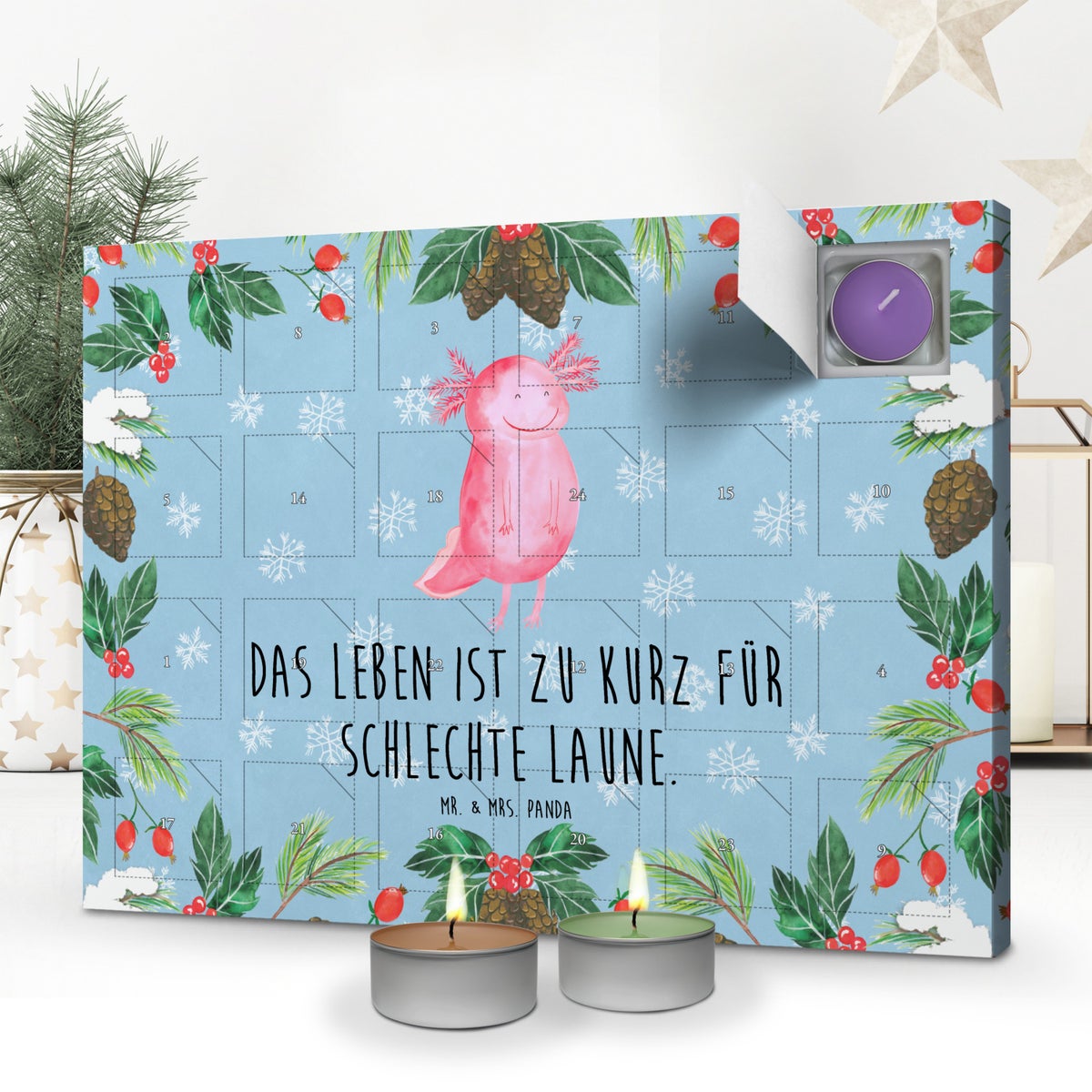 Mr. & Mrs. Panda Geurkaars Adventskalender Axolotl Happy - Pastelblauw