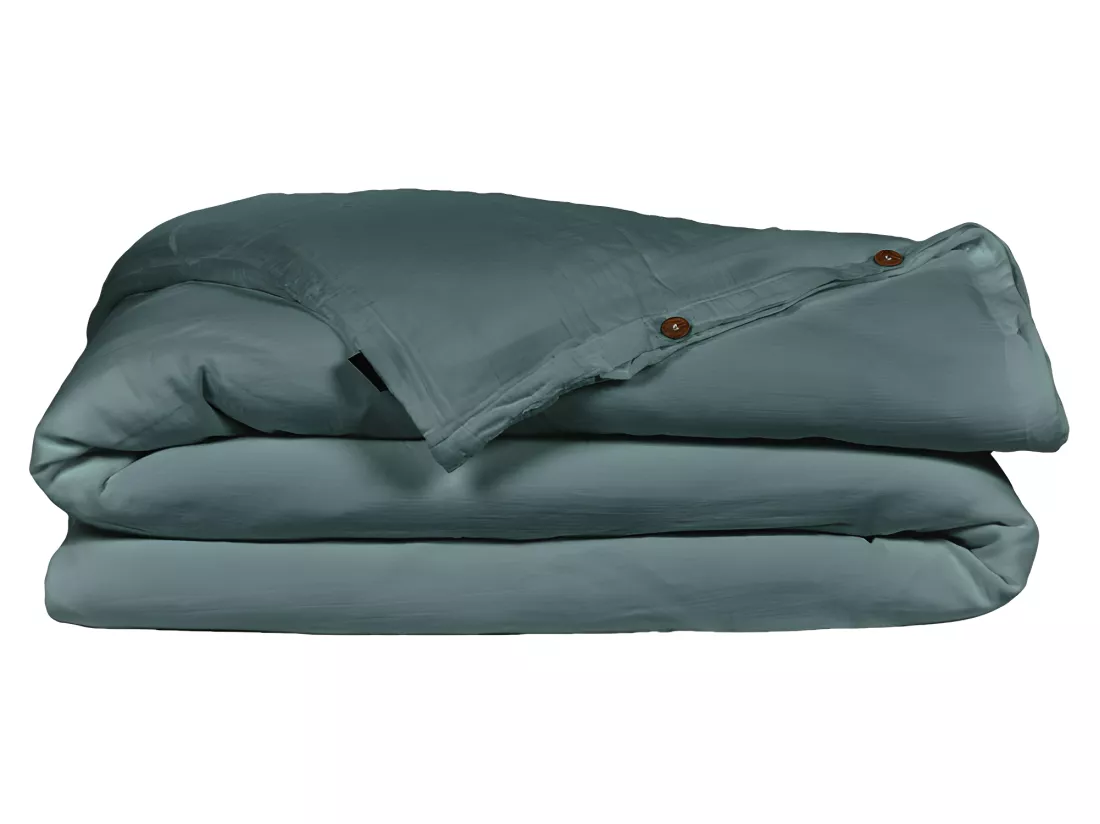 Housse de couette gaze de coton double 140 x 200 cm bleu canard - PEPA 1