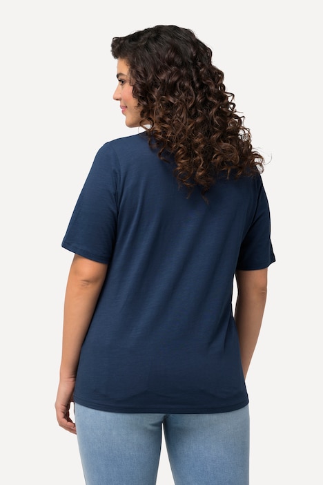 T-Shirt, Pailletten, Classic, V-Ausschnitt, Halbarm