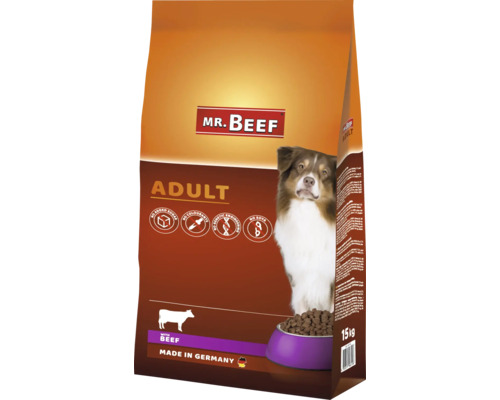 MR.BEEF Basic droogvoer voor honden, 15 kg, rundvlees, non-GMO, zonder toegevoegde suikers, zonder kunstmatige kleurstoffen, zonder soja. Gemaakt in Duitsland.