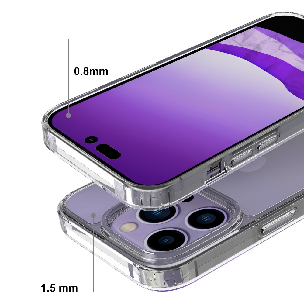 iPhone 14 Pro Hybrid Hülle TPU Bumper mit Acryl Rückseite - Transparent