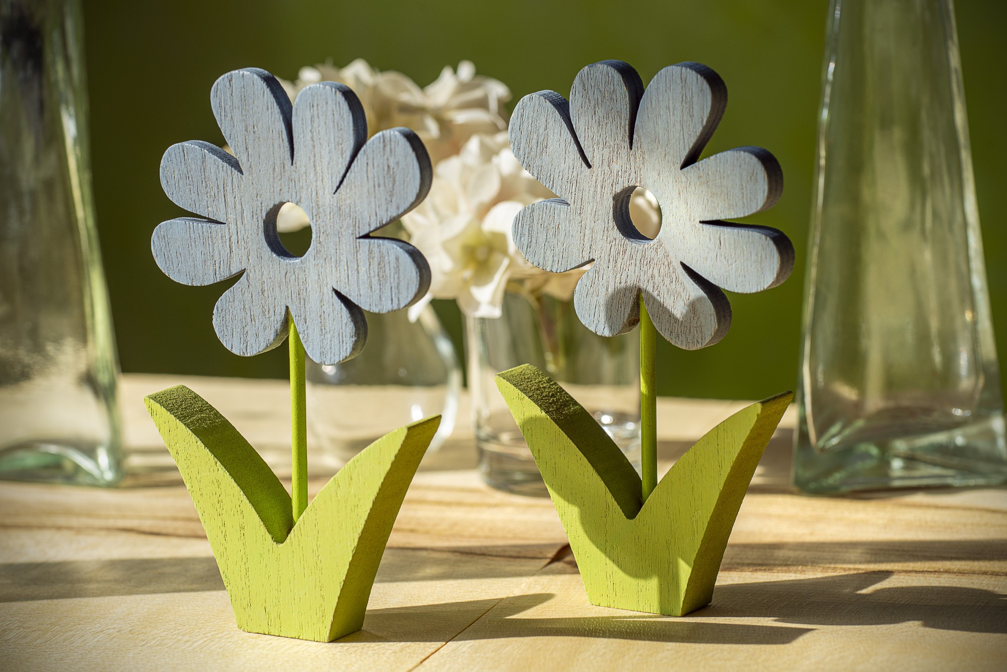 Aufsteller 'Blume' aus Holz, grün, natur, H 14 cm, B 8,5 cm, L 1,5 cm günstig bestellen