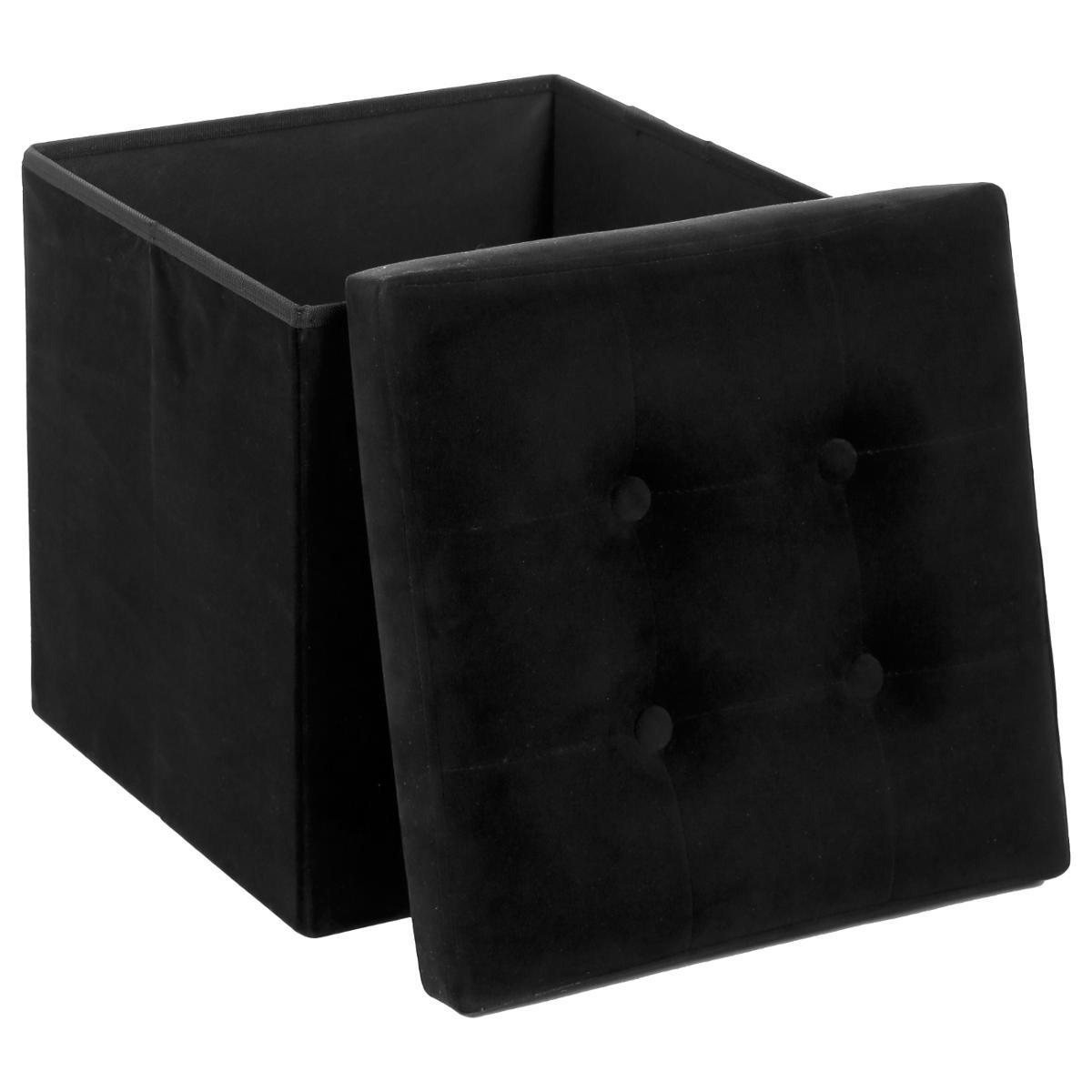 POUF PLIABLE VELOURS NOIR LYSANDRE