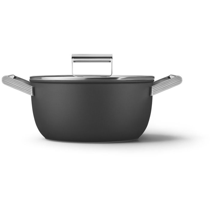 SMEG Kochtopf mit Deckel 24 cm CKFC2411BLM Schwarz
