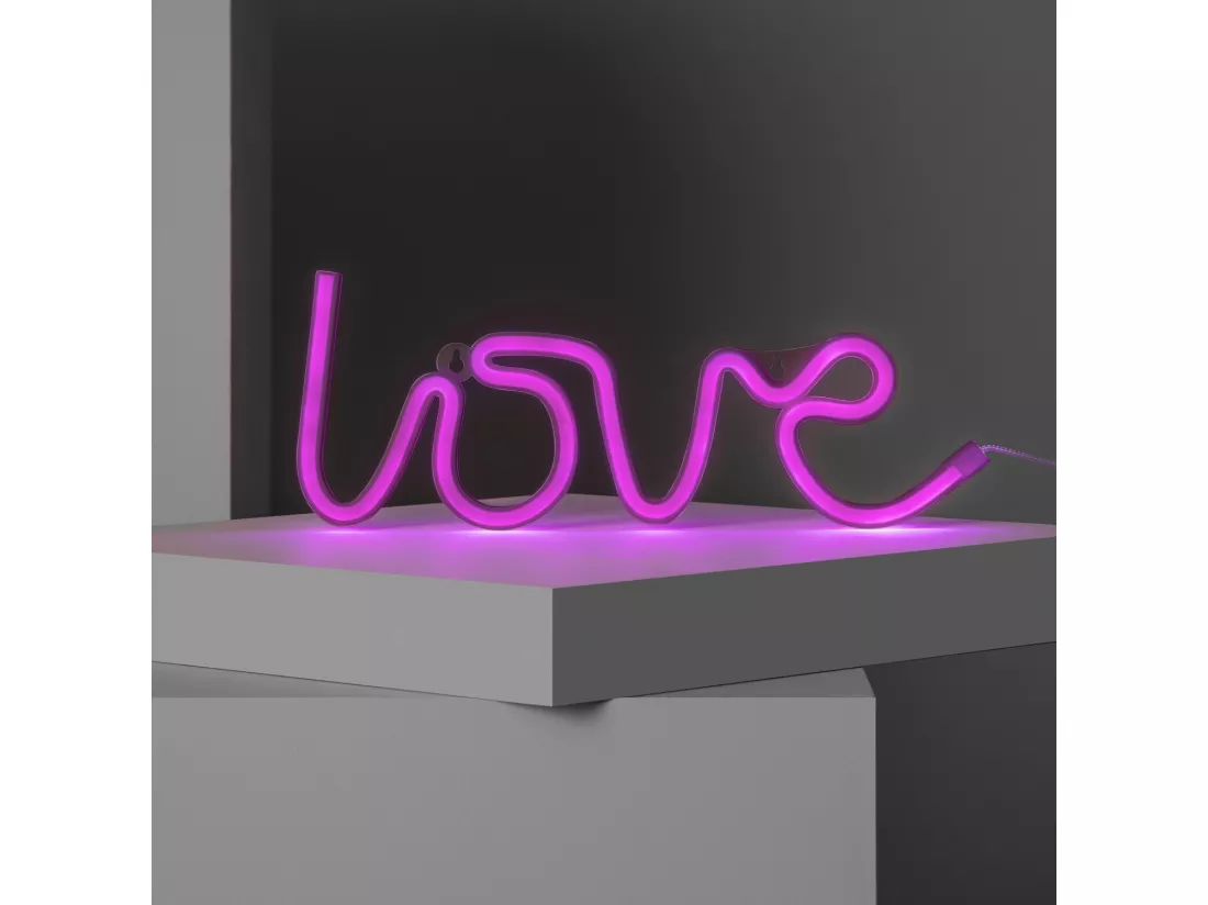 Néon LED Love à Piles Rose