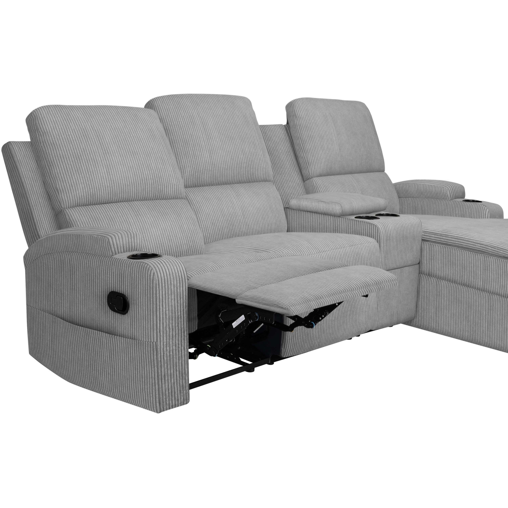 Home affaire Ecksofa »NAPORI Multimediasofa, 3er Kinosessel XXL, L-Form, Cord« Kinosofa mit Relaxfunktion, Getränkehalter, Staufach und Staukasten