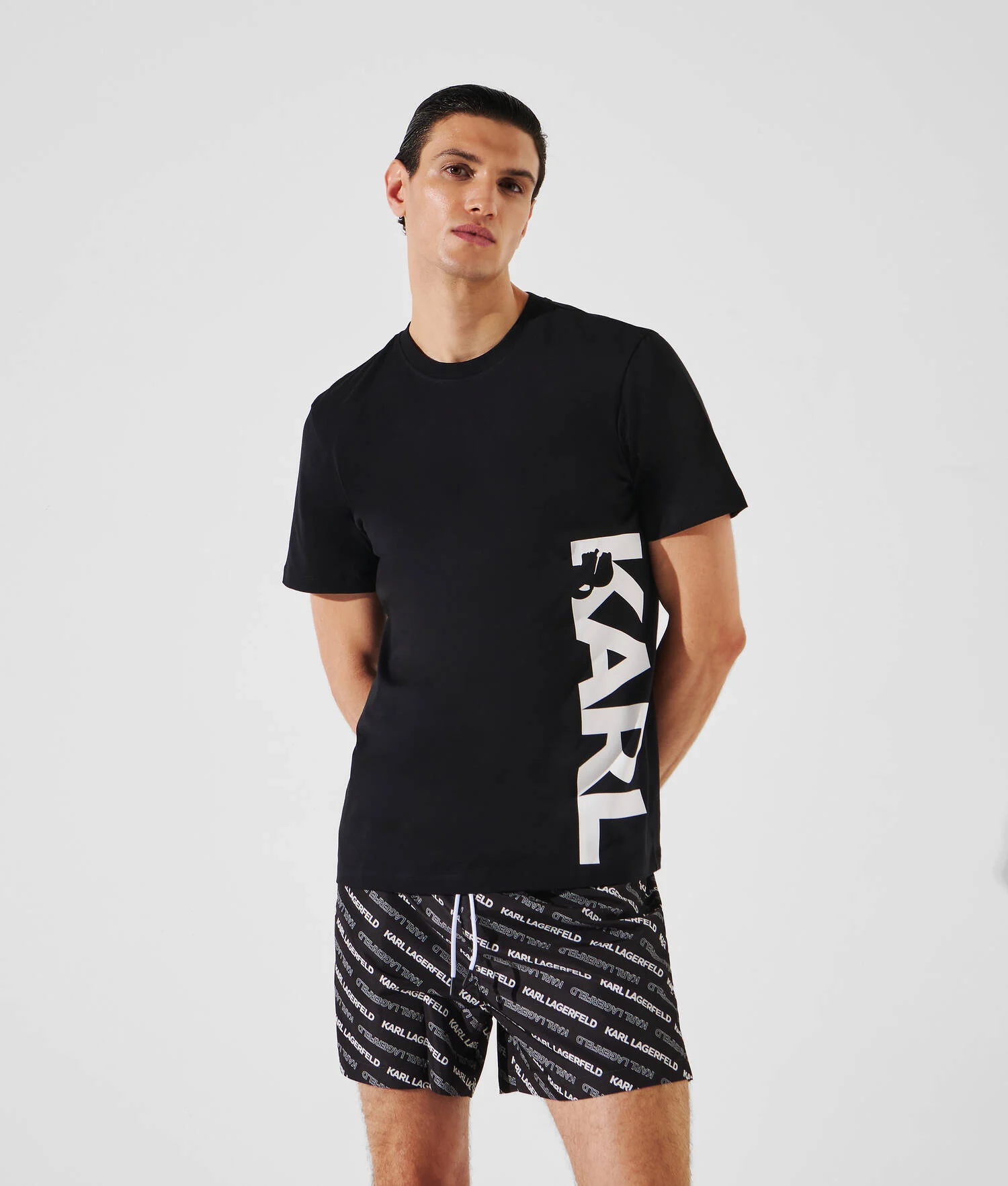 T-SHIRT DE PLAGE AVEC LOGO KARL - Noir