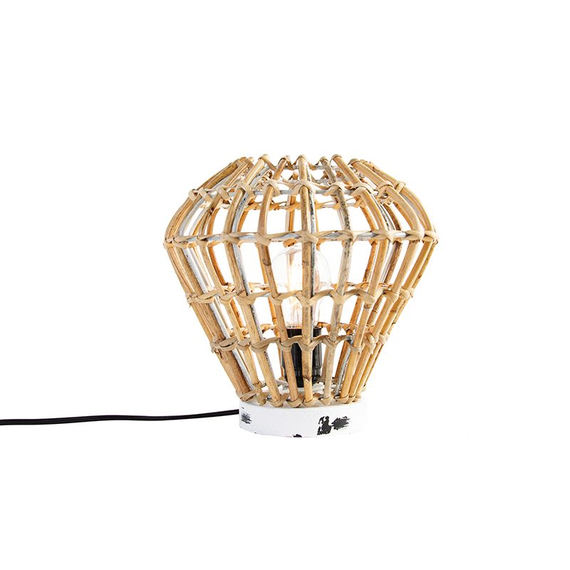 Landelijke tafellamp bamboe met wit - Canna Diamond