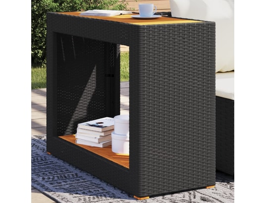 VIDAXL - Table d'appoint de jardin dessus en bois noir 100x40x75 cm