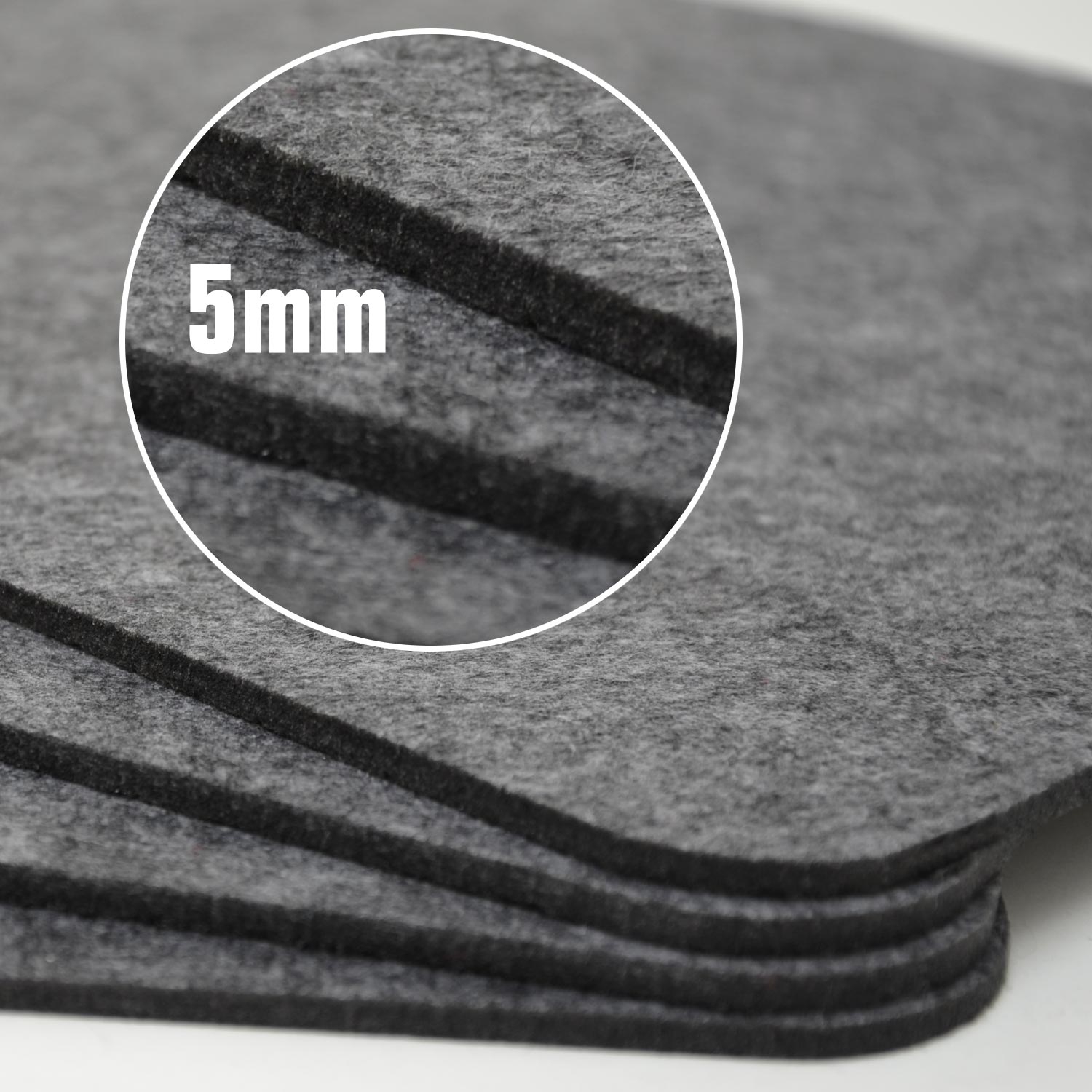 4 Extra-Dicke Filz Tischsets 43x30x0,5cm Edle Platzsets Tisch-Unterlage Grau