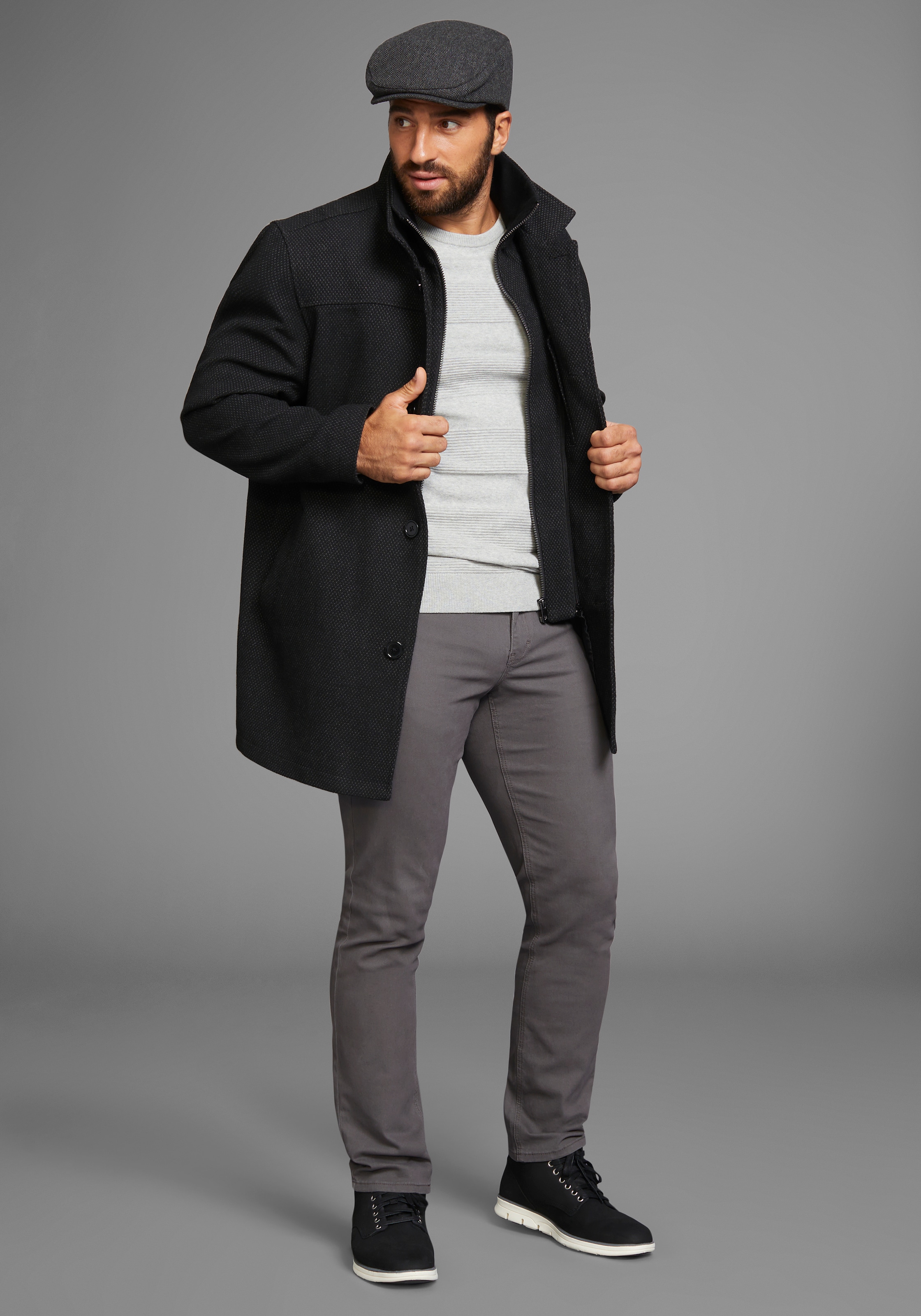 Bruno Banani Langjacke ohne Kapuze aus Polyester,  casualer Stil,  mit 6 Taschen