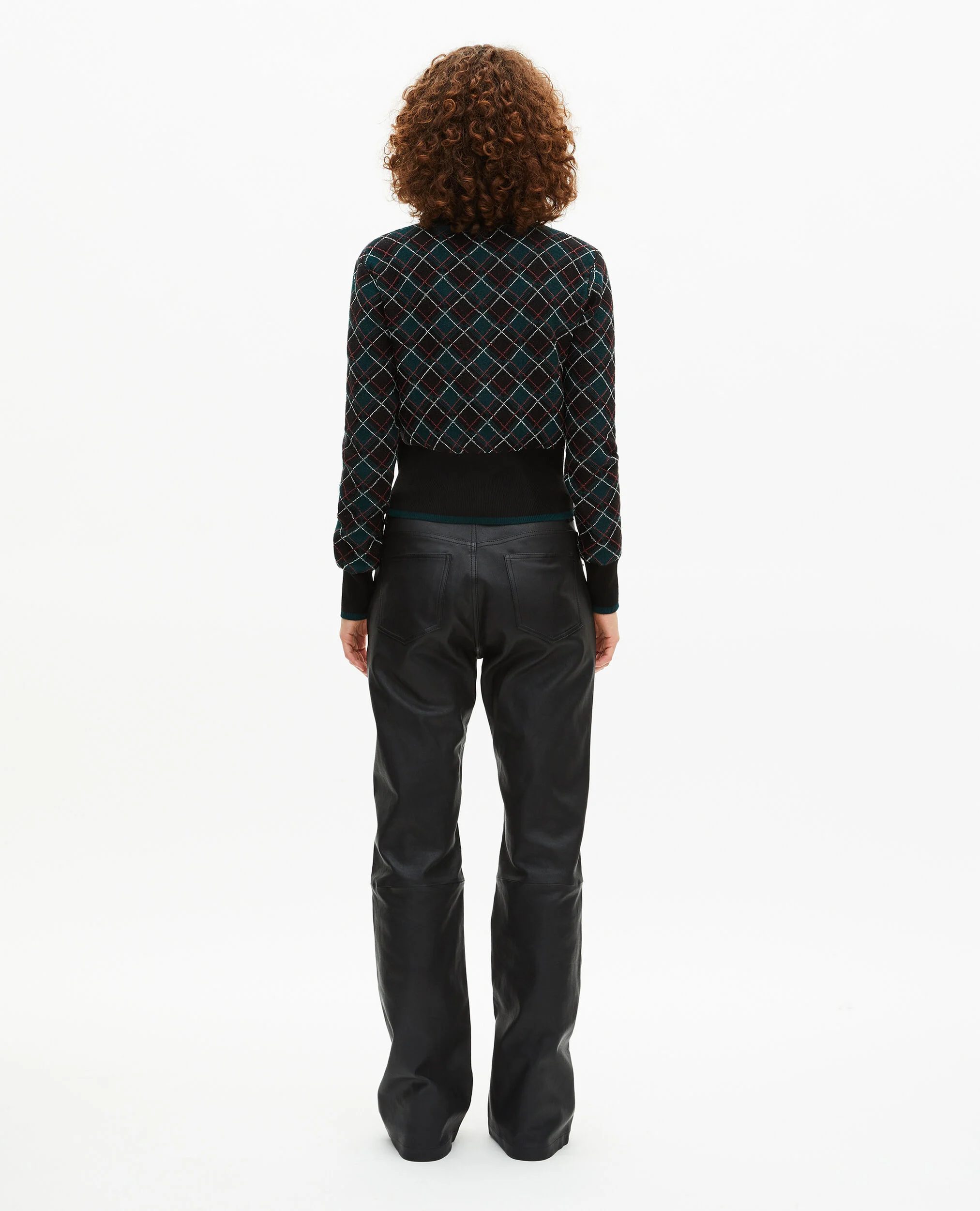 Pull à carreaux noir