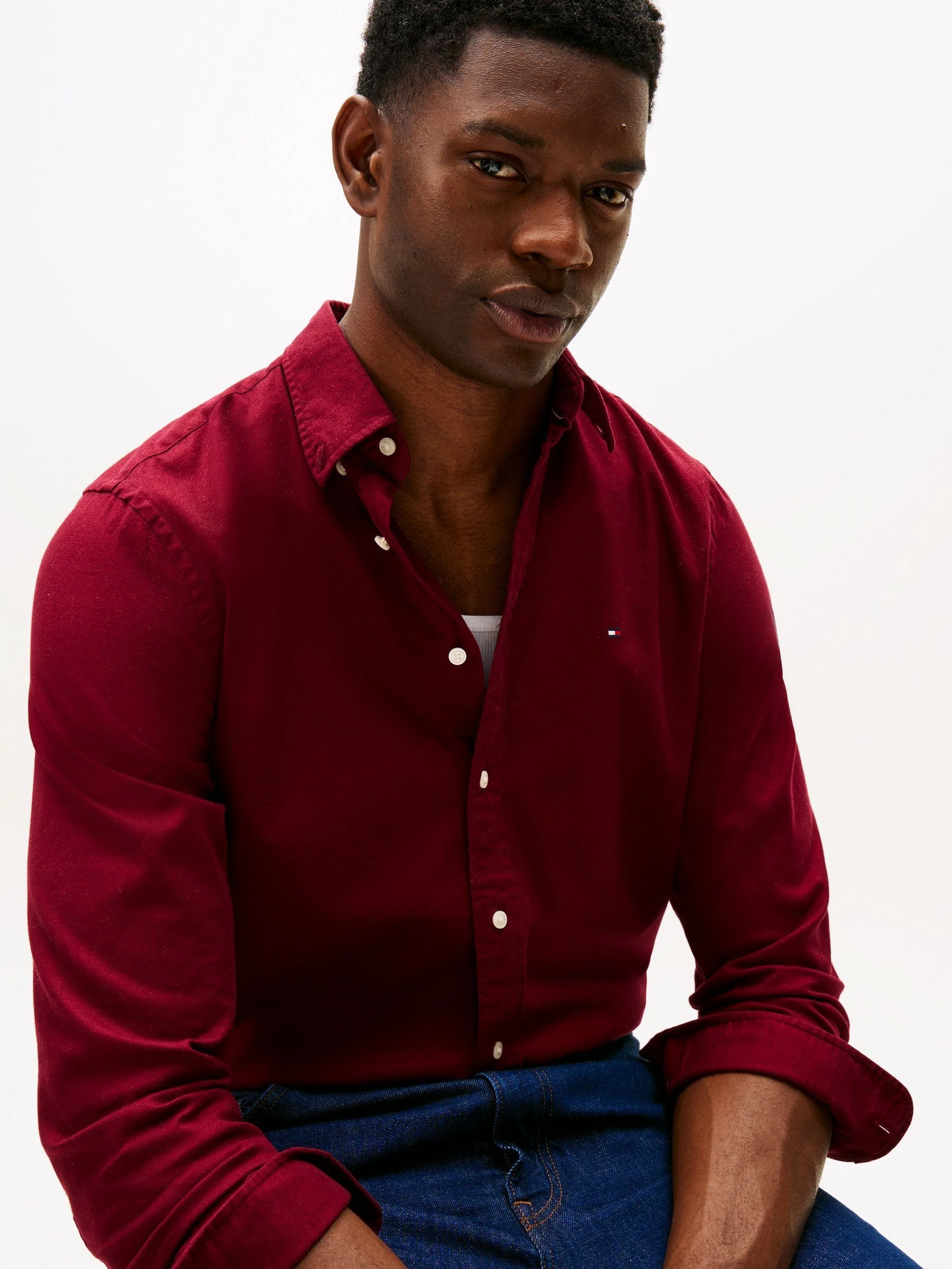 Rood - Tommy Hilfiger Flex Regular Fit Flannel Shirt