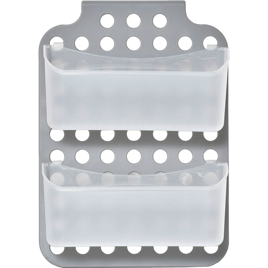 Serviteur de douche plastique 2 paniers gris 25x35.5x12cm