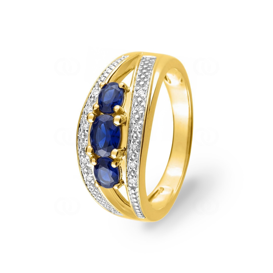 Ring 750/18 K Gelbgold mit Saphiren und Diamanten 0.06ct.