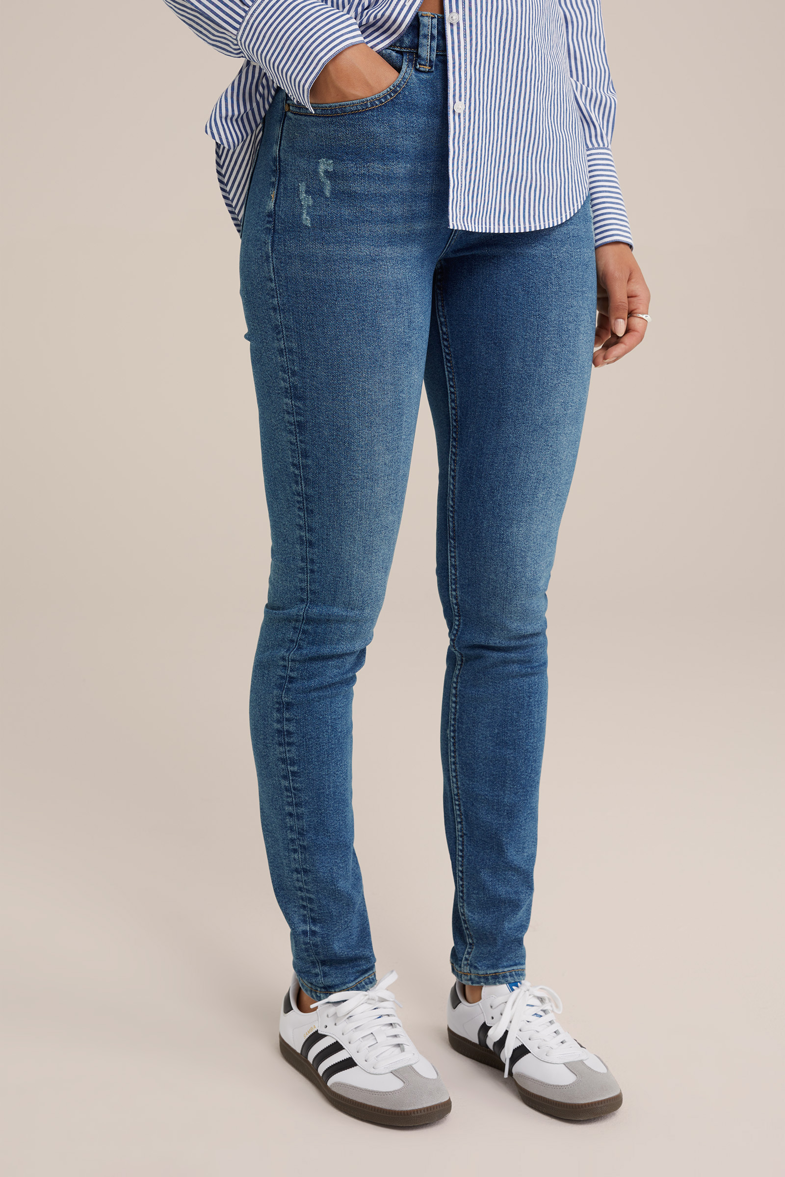 rise skinny fit jeans met superstretch Blue Ridge Donkerblauw