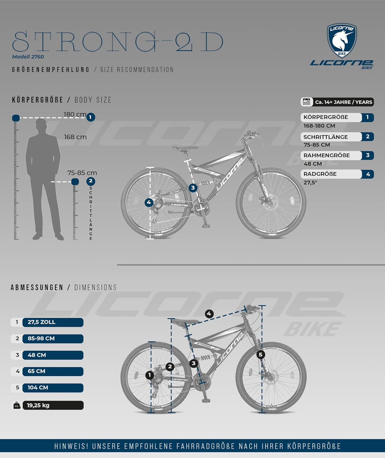 Bicicleta de montanha premium Licorne Bike Strong 2D