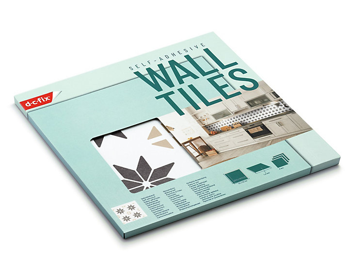 Lot de 6 dalles adhésive murales Wall Tiles DC FIX Carreaux de ciment étoiles L. 30,5 x l.30,5cm