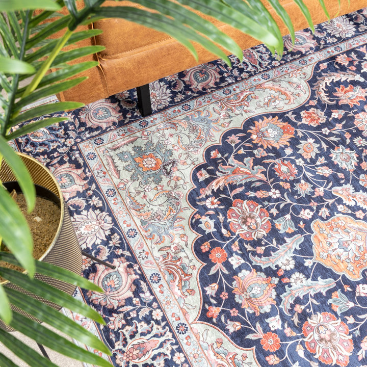 Vintage vloerkleed - Imagine Medaillon Blauw | Rijk