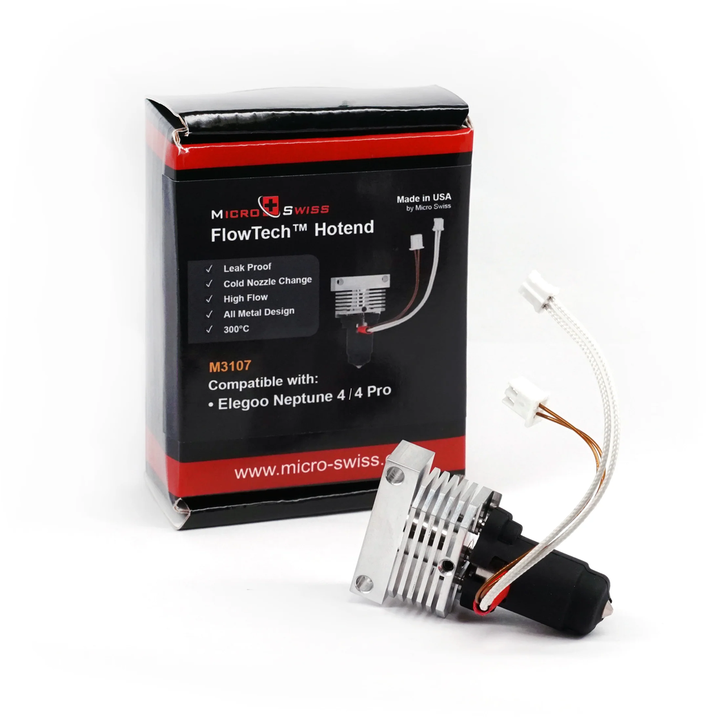 Micro-Swiss  FlowTech™ Hotend für Elegoo Neptune 4 / 4 Pro    Ganzmetall-Hotend für Elegoo 3D-Drucker