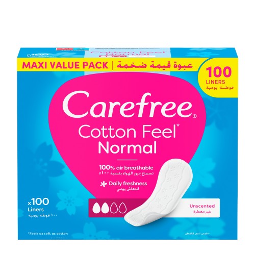 Carefree Cotton Feel Normal Pensos Diários Sem Fragrância 100 unidades