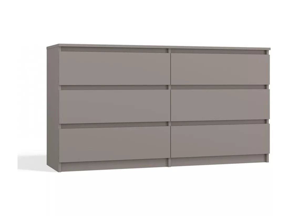 ASTER - Commode large chambre salon bureau gris - 6 tiroirs - 138x40x75cm - 6 tiroirs - Style scandinave