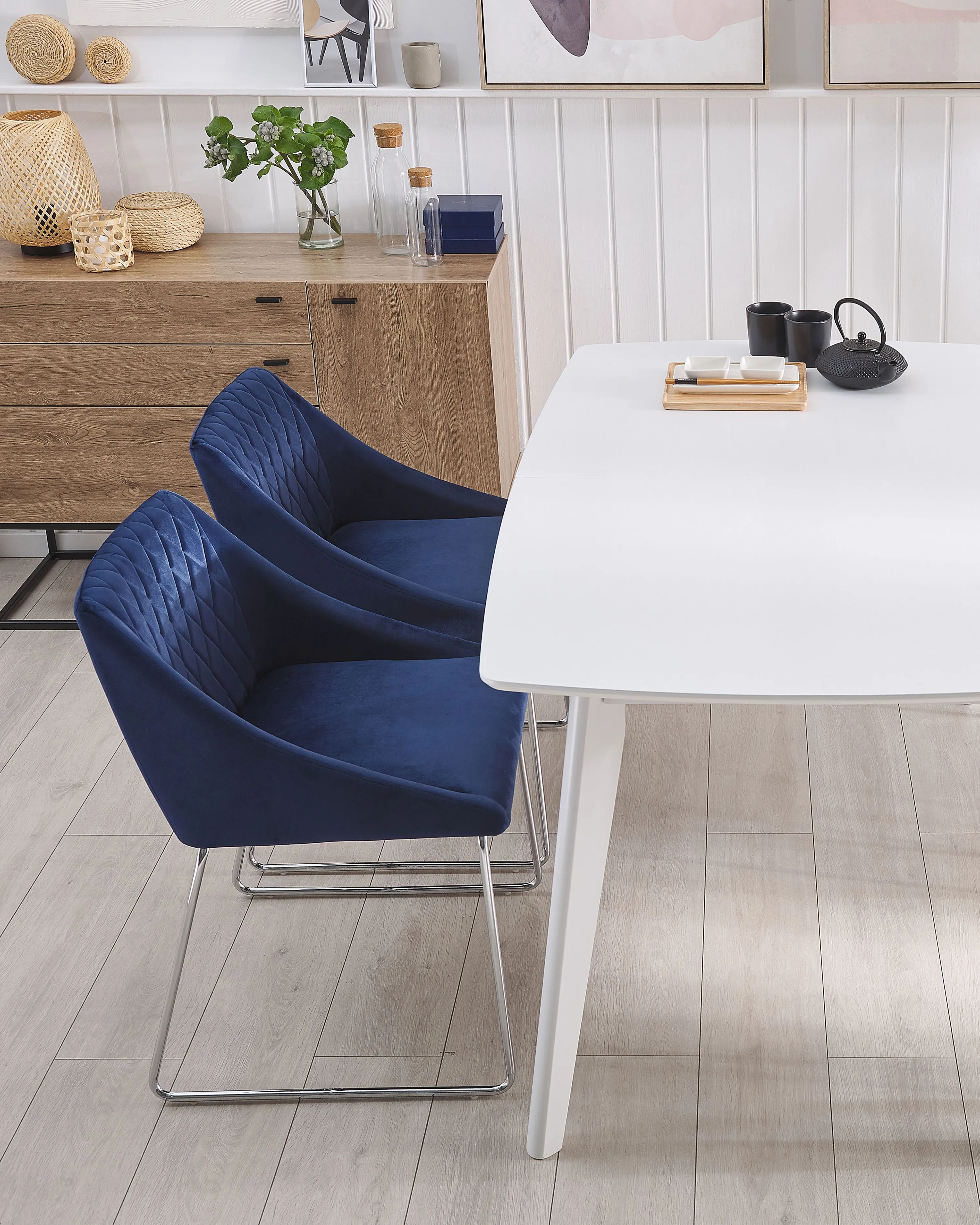 Set van 2 eetkamerstoelen ARCATA Fluweel Marineblauw