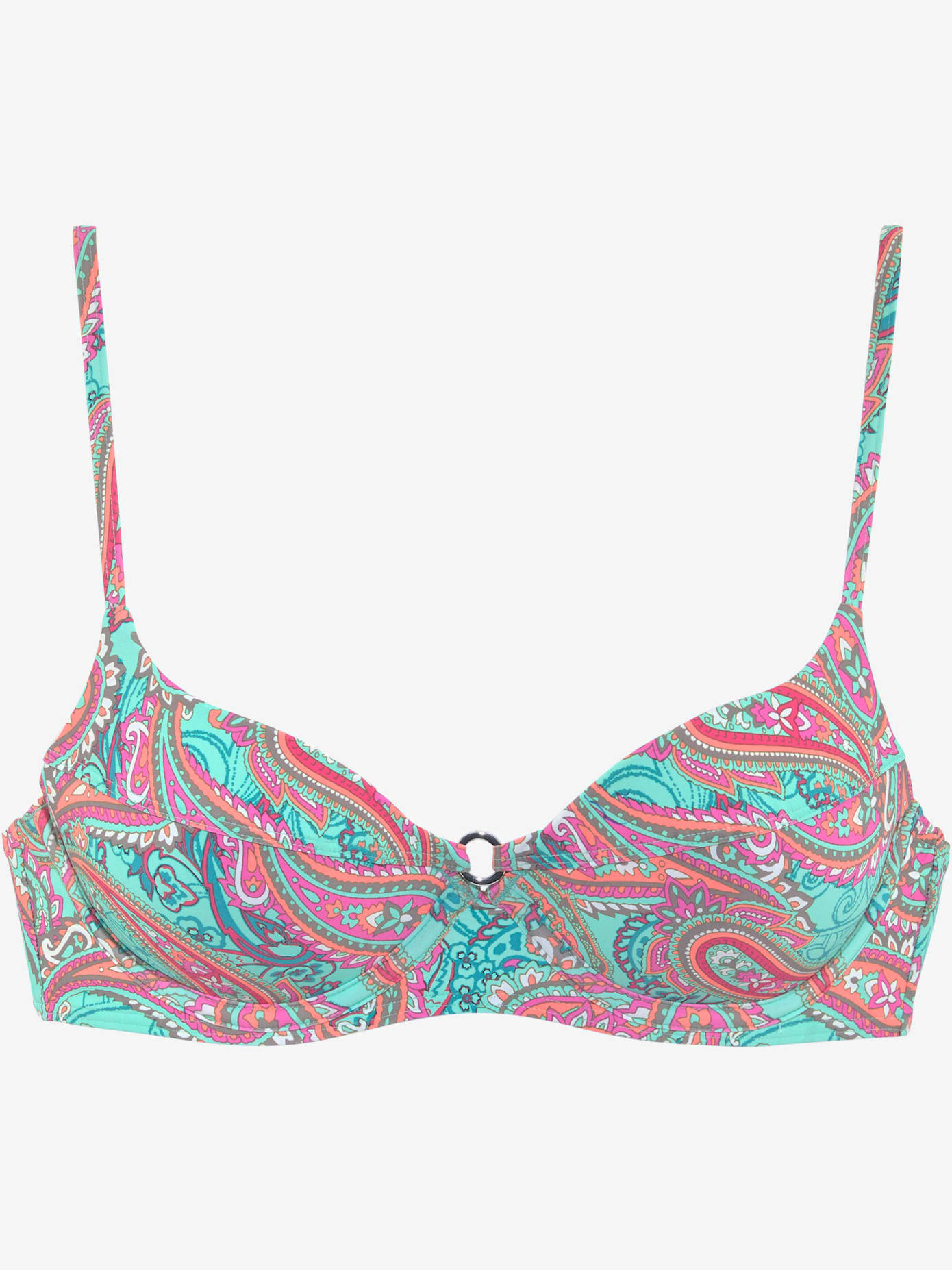 Haut de maillot de bain à armatures imprimé, effet de couleur différent pour chaque pièce