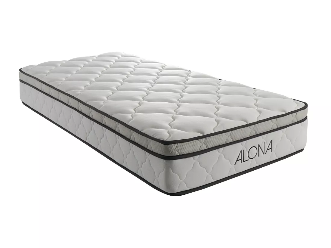 Matelas Alona Ressorts et Mémoire de Forme 80x200 cm 25,5 cm Accueil Moelleux Soutien Ferme 5 Zones