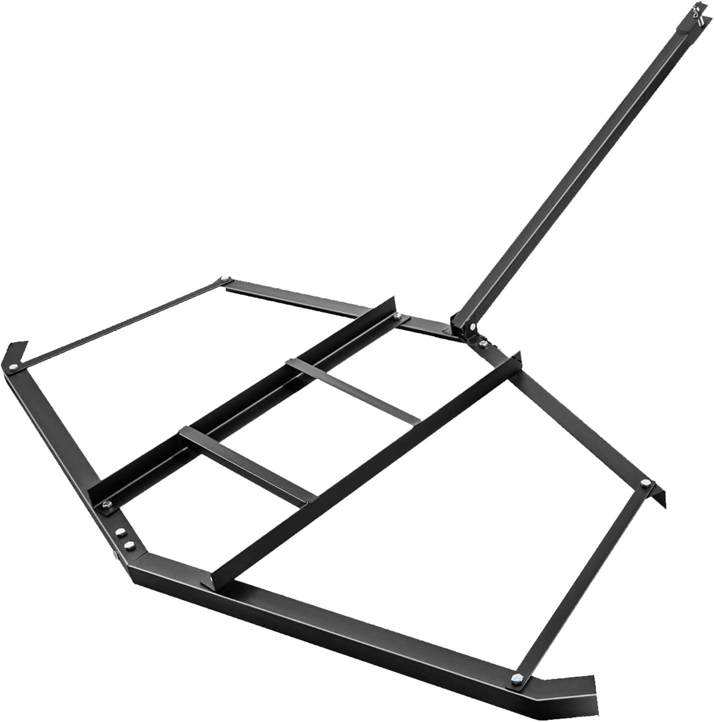 Schleppegge, 152x84 cm Wiesenegge für Rasentraktor, Geländefahrzeuge, ATV & UTV, Tragkraft bis zu 25 kg, Wiesenschleppe aus Stahl mit verstellbaren Stangen, für Kiesauffahrten, Bauernhof, Feldgarten