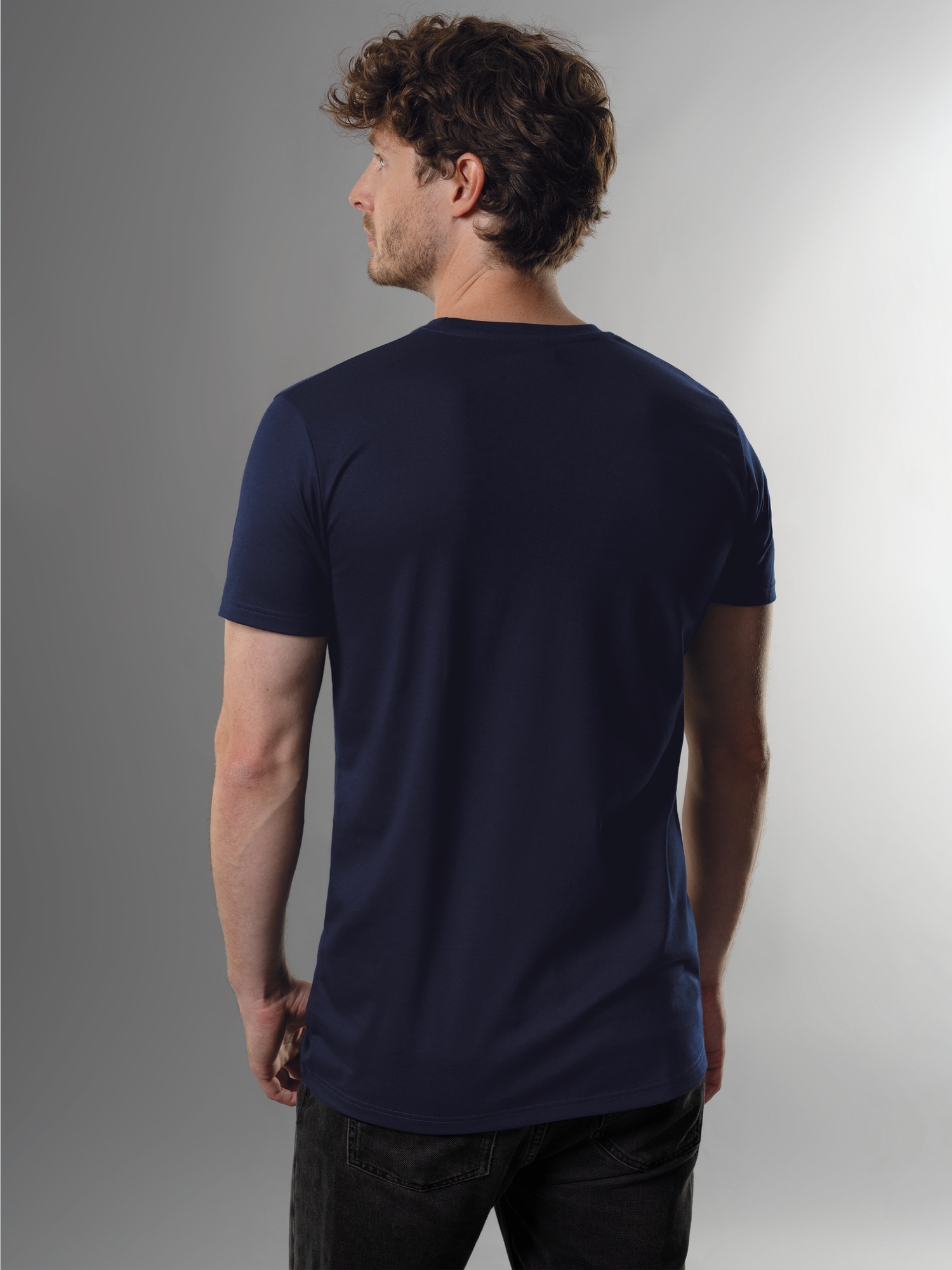 Slim Fit T-Shirt aus DELUXE Baumwolle Navy