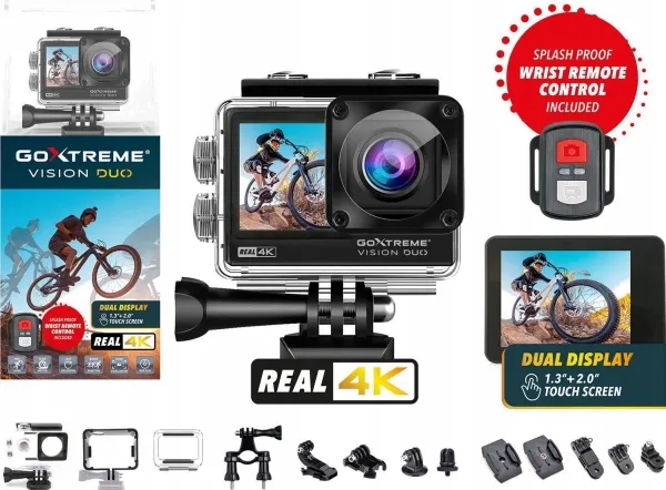 Easypix GoXtreme Vision DUO - Action-kamera - 4K / 60 fps - 12.0 MP - Wireless LAN - undervands op til 30 m