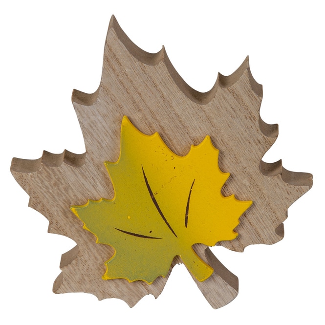 Deko-Blatt - aus Holz - ca. 13 x 11 x 2,5 cm - grün