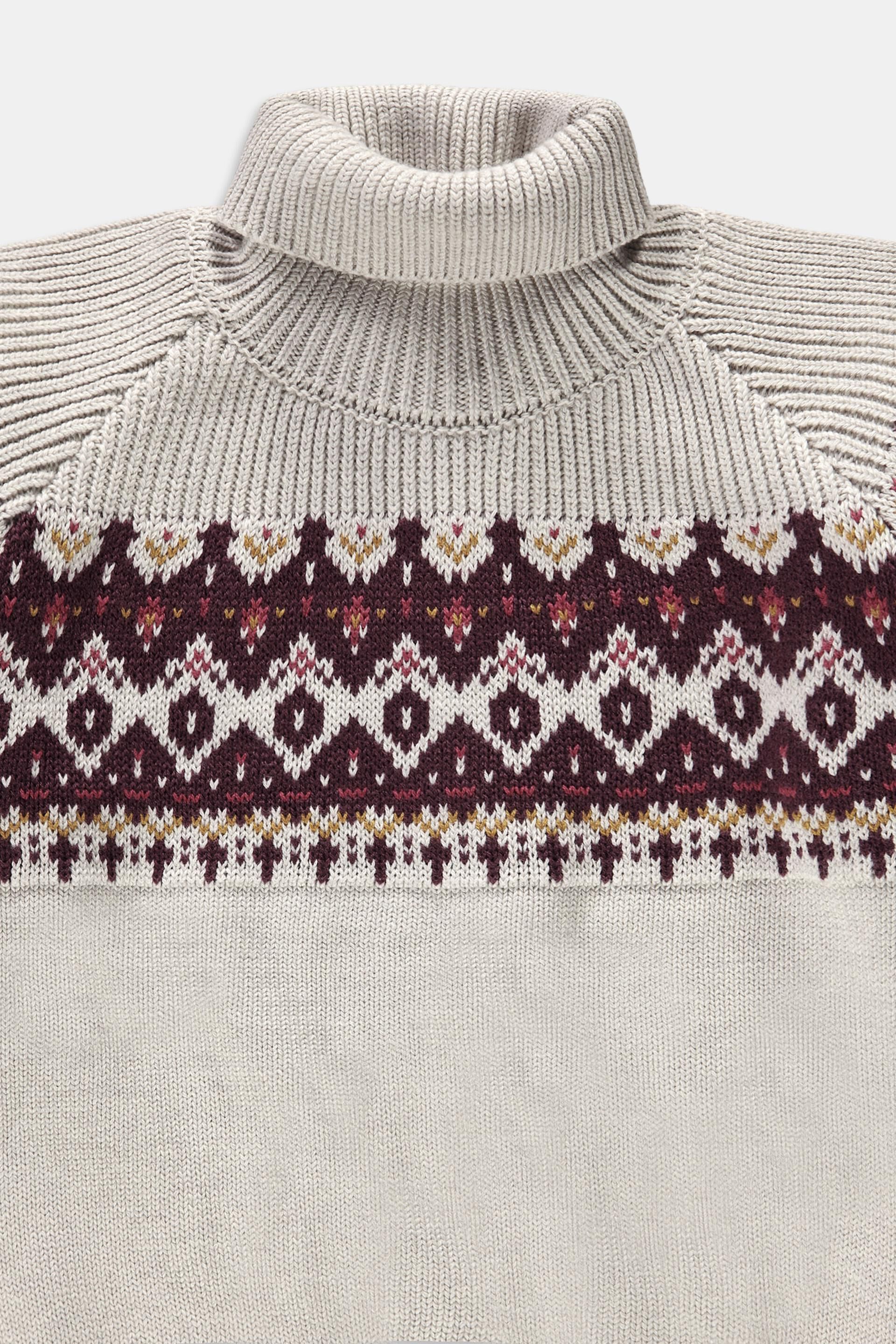 Pull-over en maille à col roulé et motif jacquard