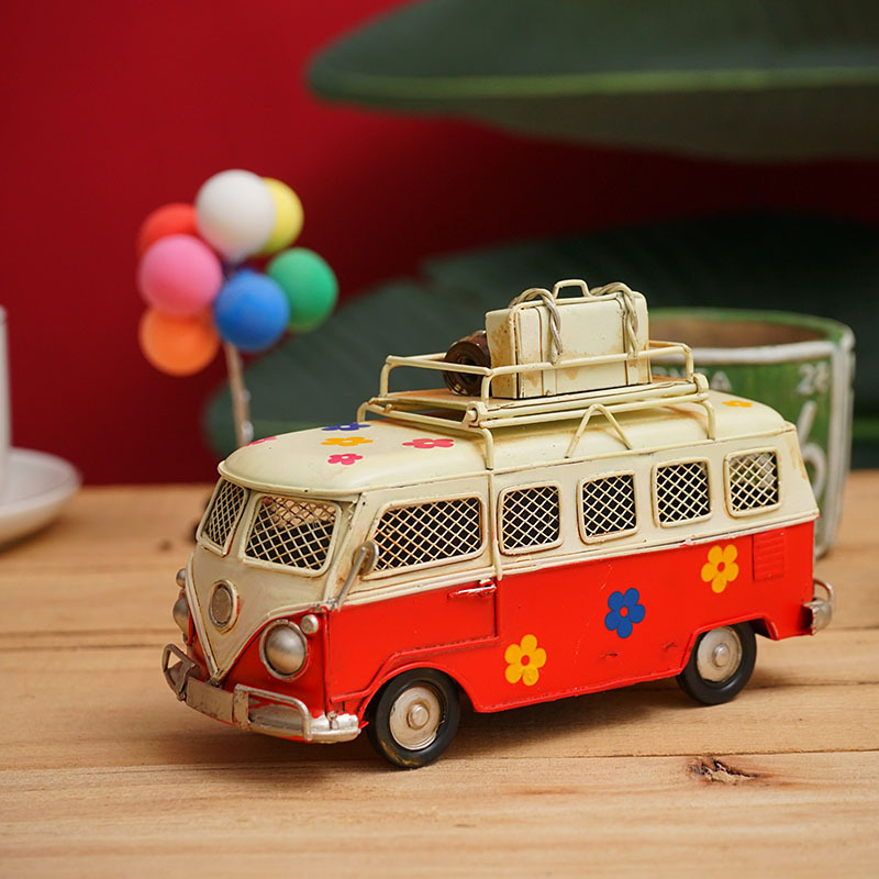 Sparkasse Hippie Bus Home Deko Geschenkidee Flower Power Spardose - Rot