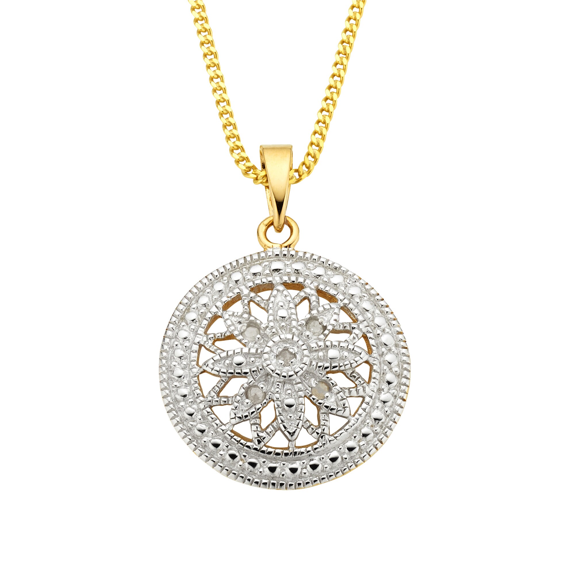 Diamonds by Ellen K. Halskette Silber 925 vergoldet mit 5x Diamant zus. 0,05ct.