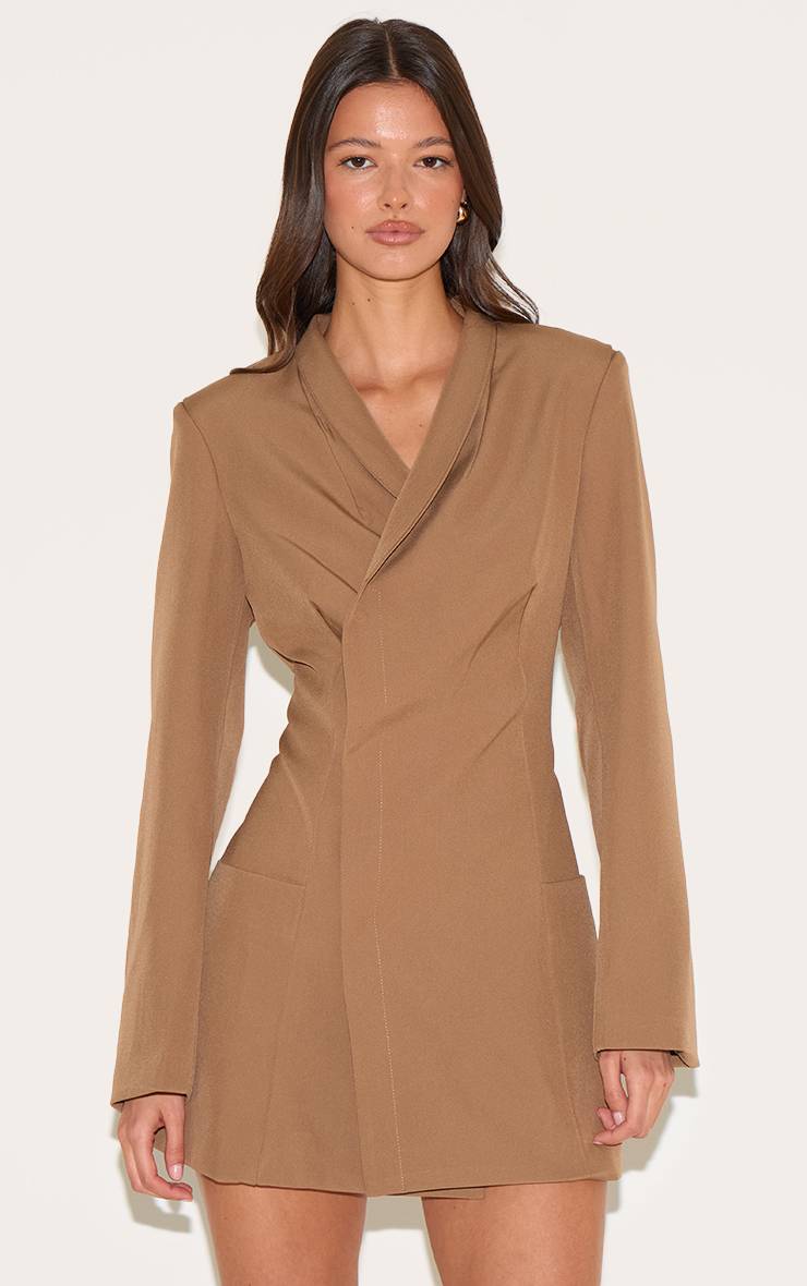 Champignon Robe Blazer Tissée Sans Col